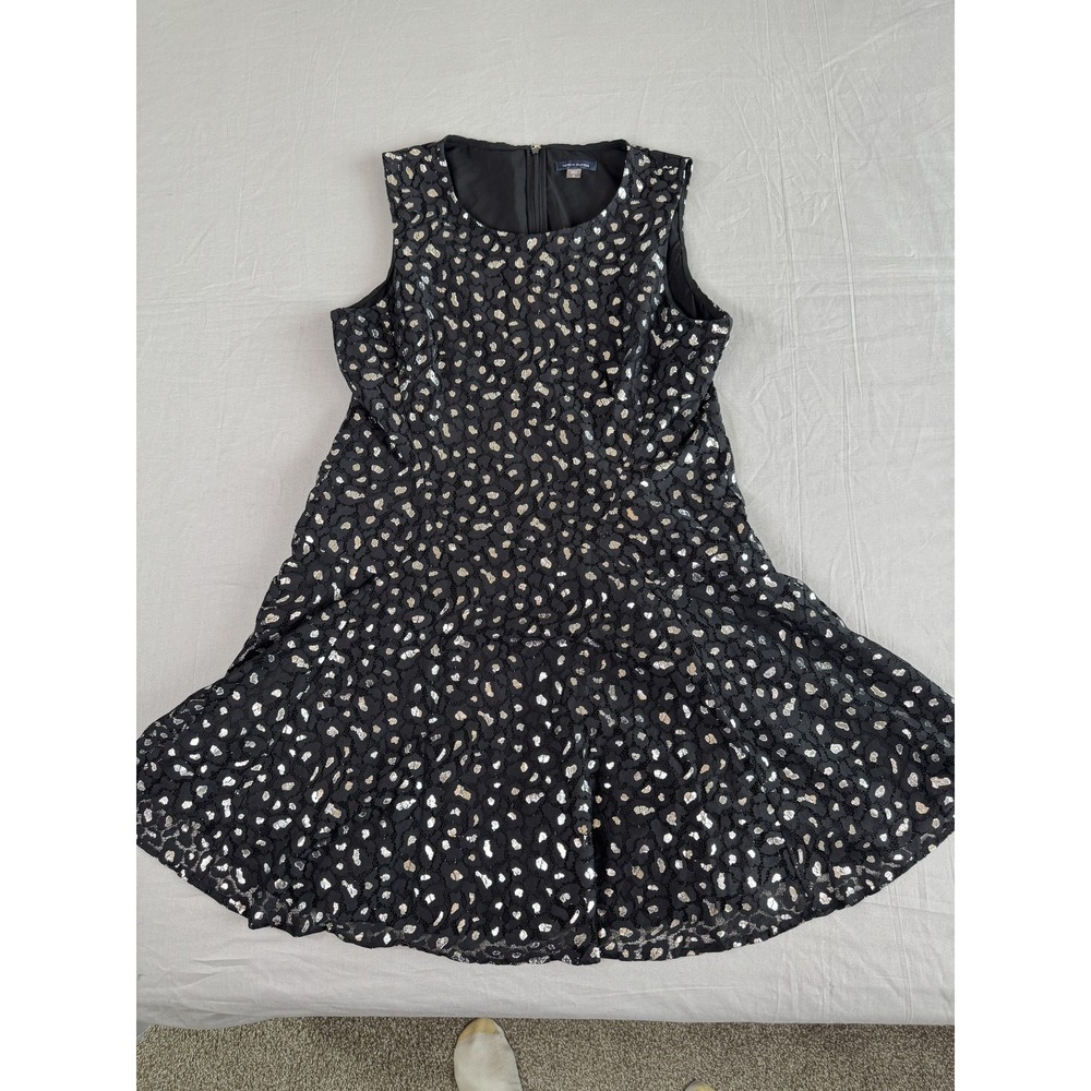 Tommy Hilfiger Dress Womens 18 Metallic Sleeveless Lace Overlay Party Glitter‎